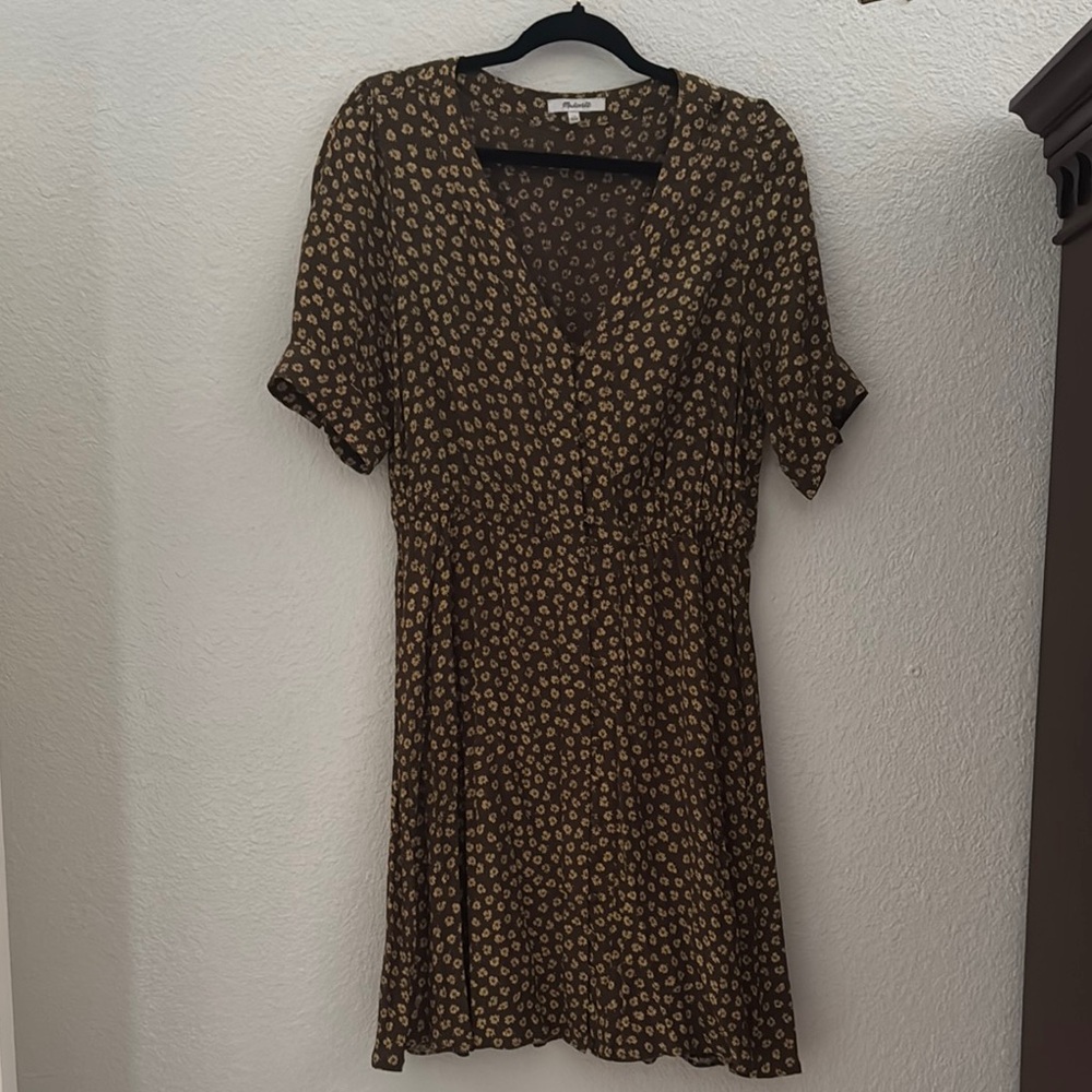 Madewell Green Floral Mini Dress